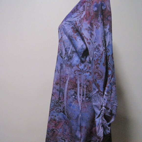 Energe World Wear Womens Shirt Medium Purple Print V Neck Long Sleeve Studded - Picture 3 of 7